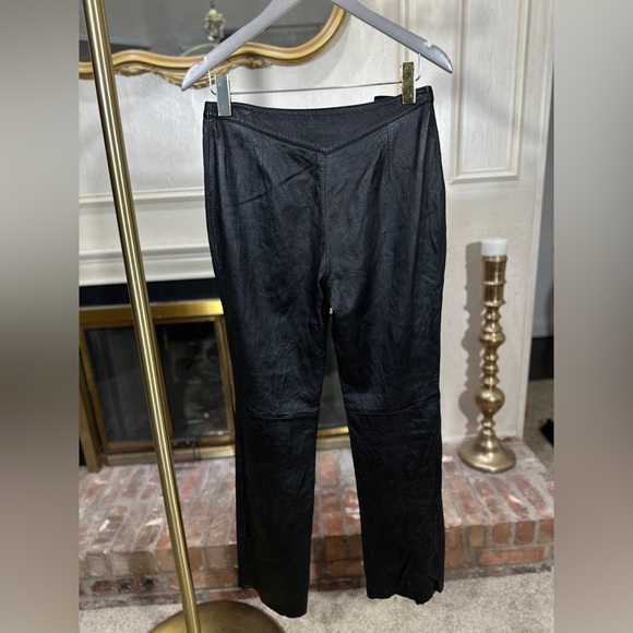 Express Leather Pants 9/10 Black Lambskin Straight Leg Lined No‎ Stretch 29x31.5 - Picture 5 of 8